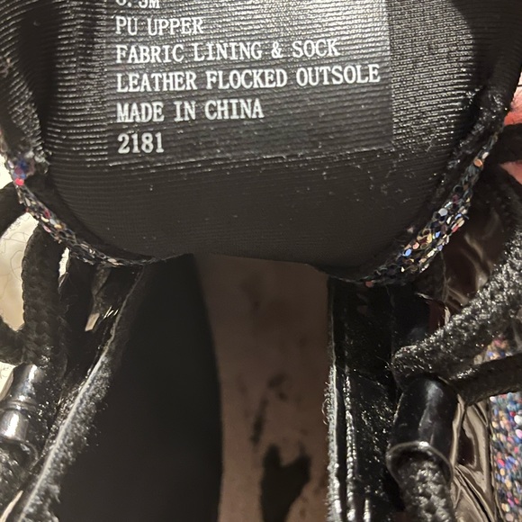 STEVE Madden Barra-G Round-Toe Lace Up Platform Fashion Sneakers Black/Glitter - Picture 5 of 5